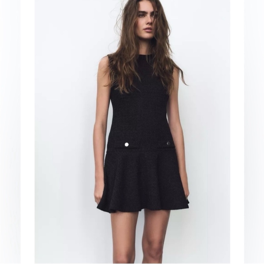 🔥NWT Zara🔥 Black Mini Texture Dress